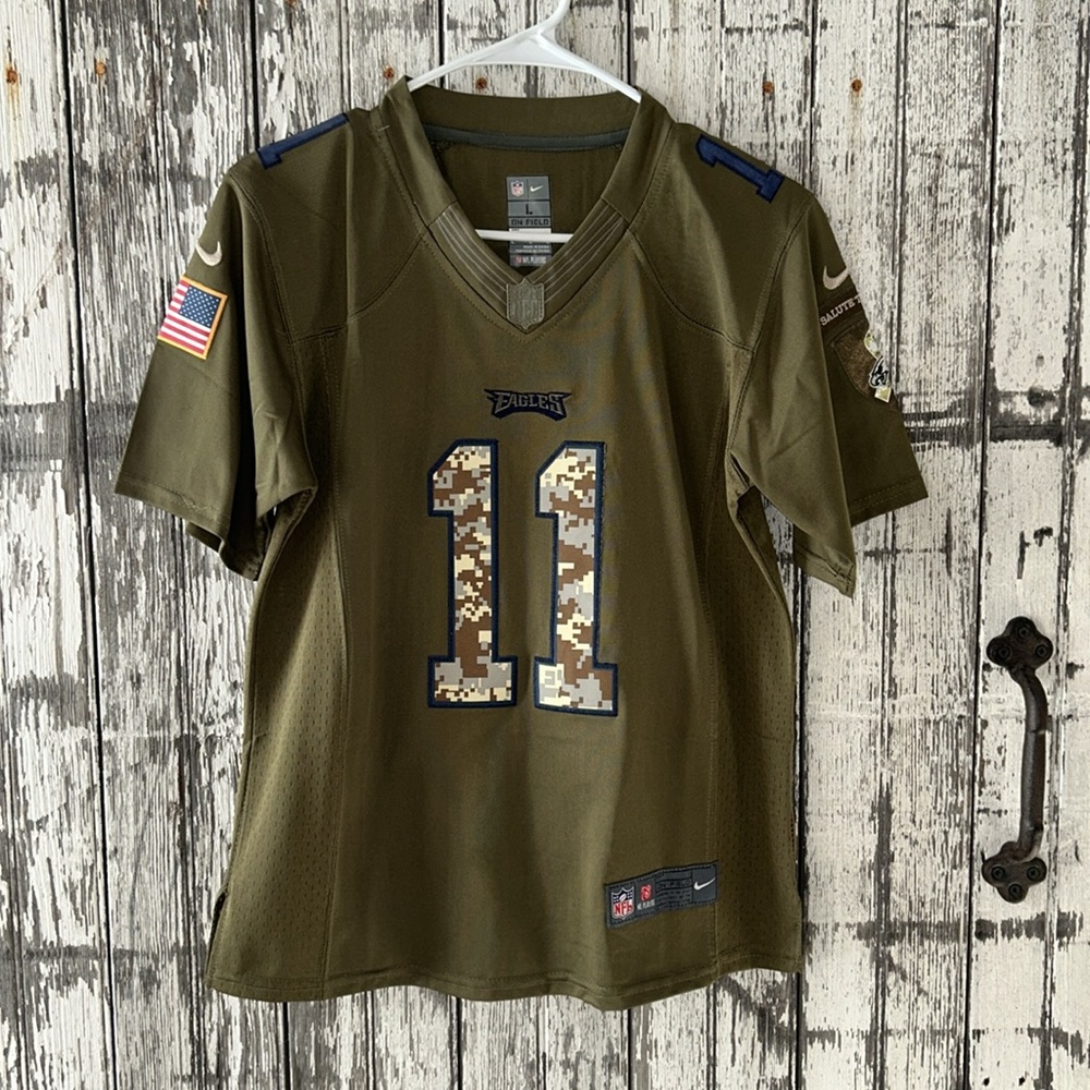 Eagles football Salute to Service special edition green Wentz #11 NFL jersey